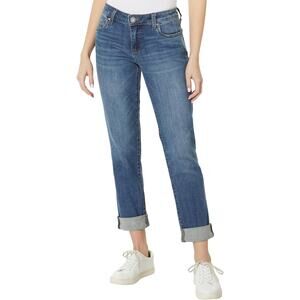 KUT from the Kloth Womens 10 Blue Catherine Boyfriend Jeans Cuff Mid Rise O15-3